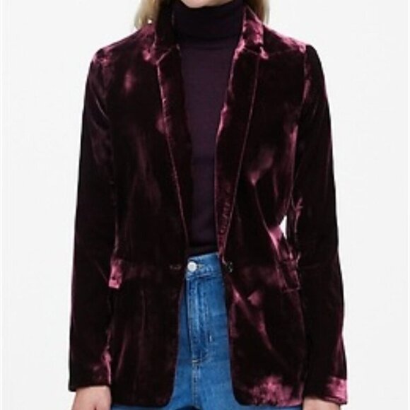 Banana Republic Sour Cherry Velvet Blazer Hayden Pull On Pants Size 2/M - Picture 8 of 15